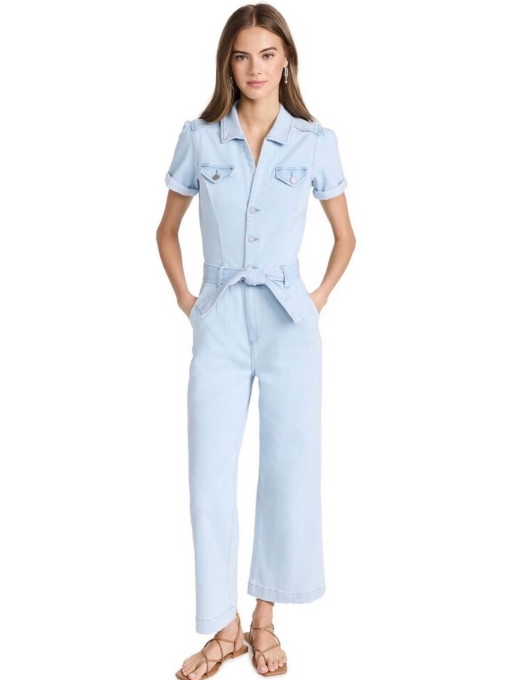 PAIGE Light Blue Anessa belted Jumpsuit